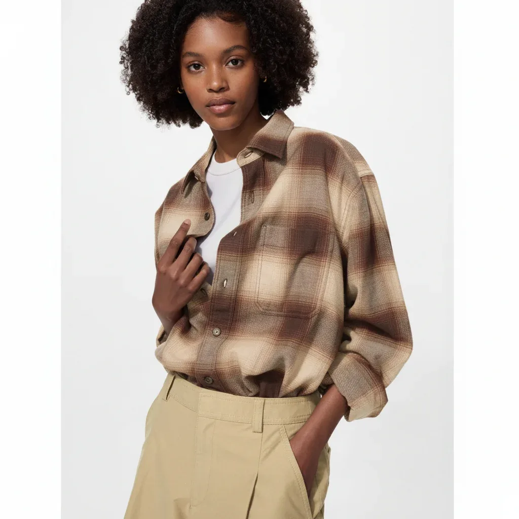 UniQlo Flannel Shirt / Ombre Check 486601 Japan best brand