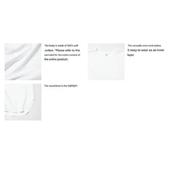 UniQlo Soft Cotton Round Hem Long Sleeve T-Shirt 481484 Japan best brand