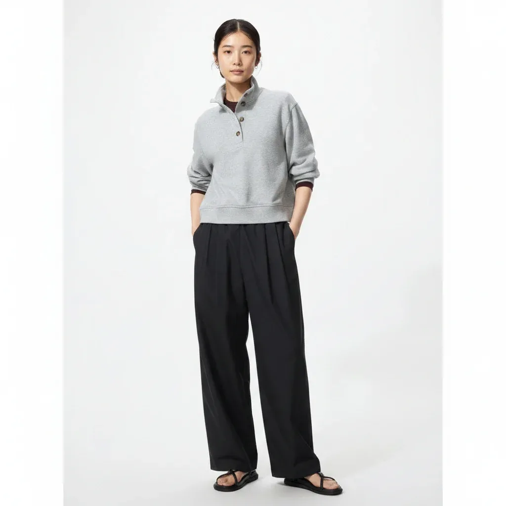 UniQlo Cotton Volume Easy Pants (Longer Length) 489684 Japan best brand