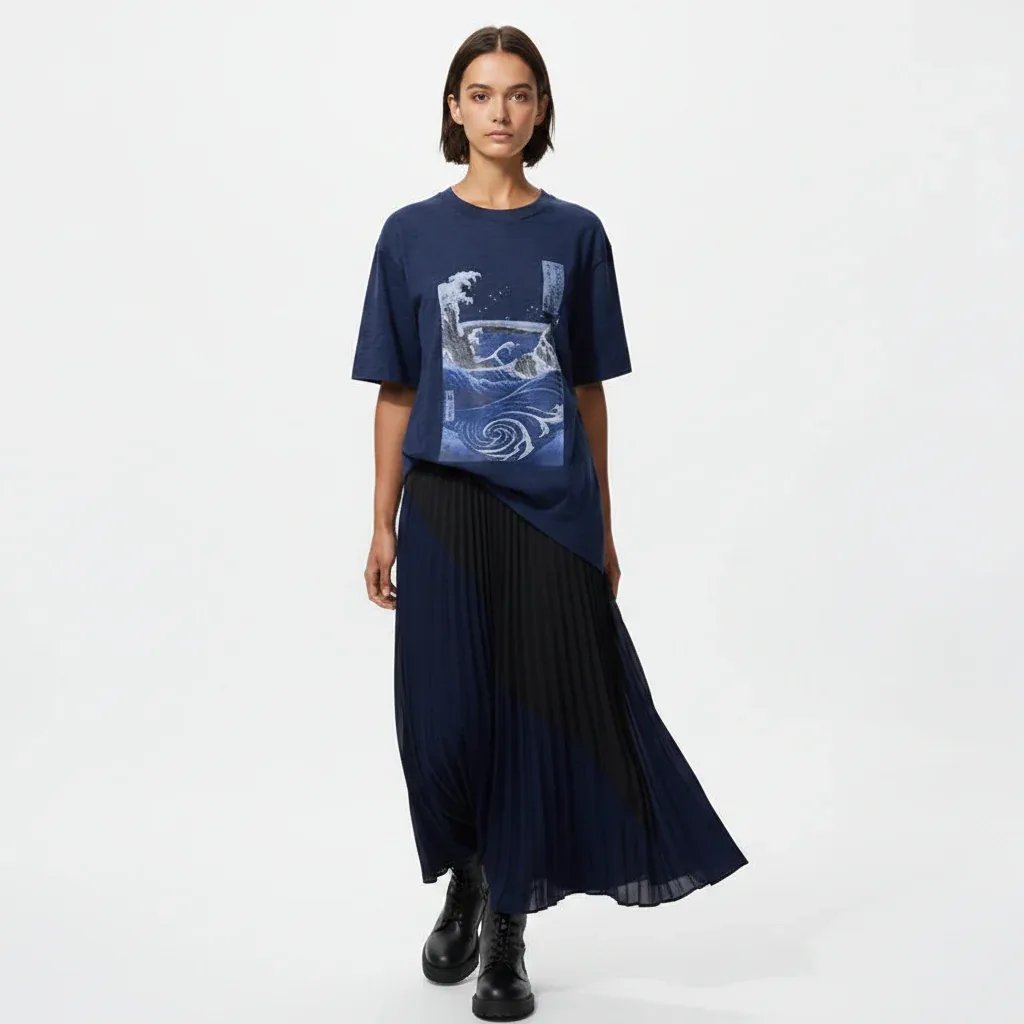 UniQlo Ukiyo-e Blue UT 485073 Japan best brand