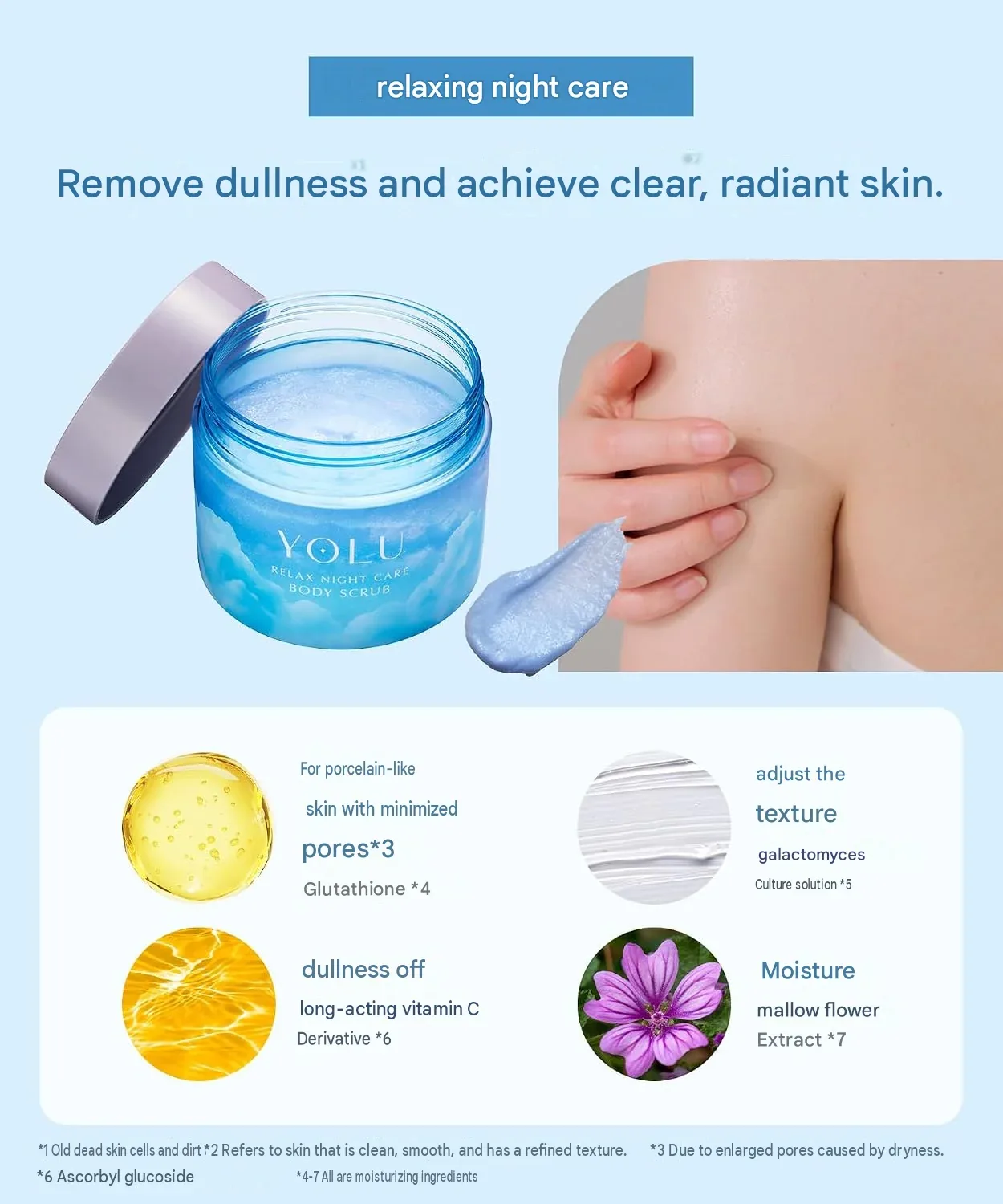YOLU Relax Night Care Body Scrub – Rosemary & Mandarin 250g