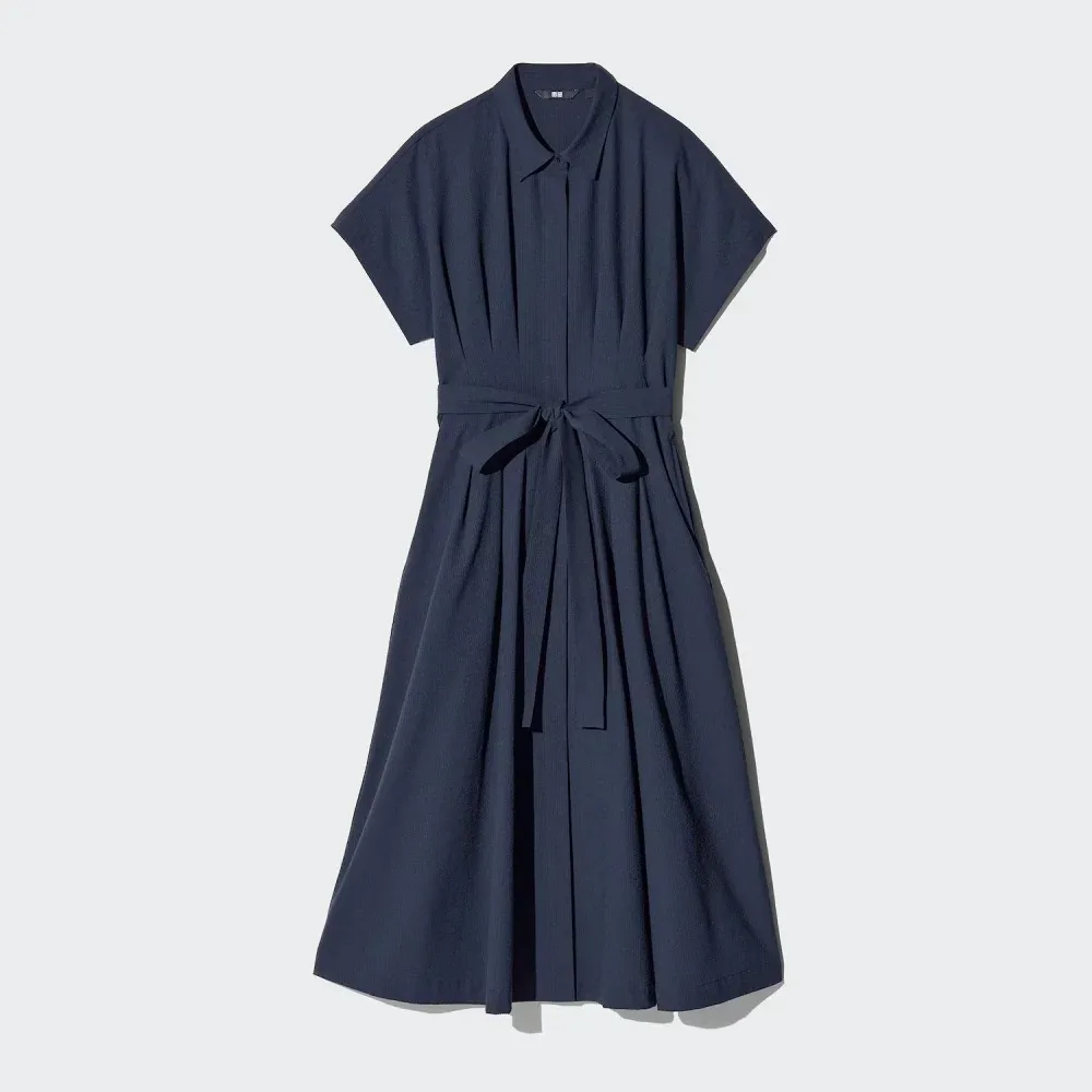 UniQlo Seersucker Shirt Dress – Shorter Length 487721 Japan best brand
