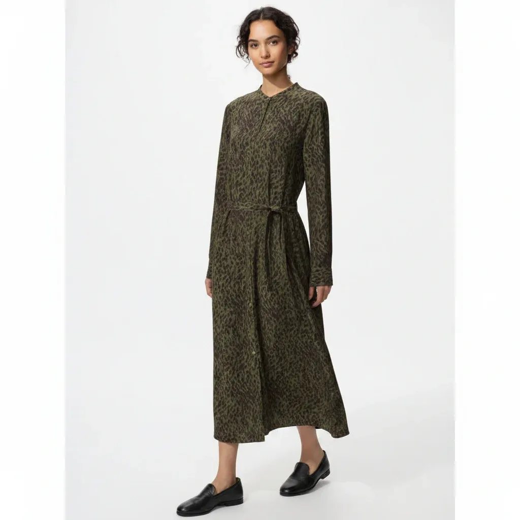 UniQlo Rayon Printed Long Dress (Long Sleeve) 487390 Japan best brand