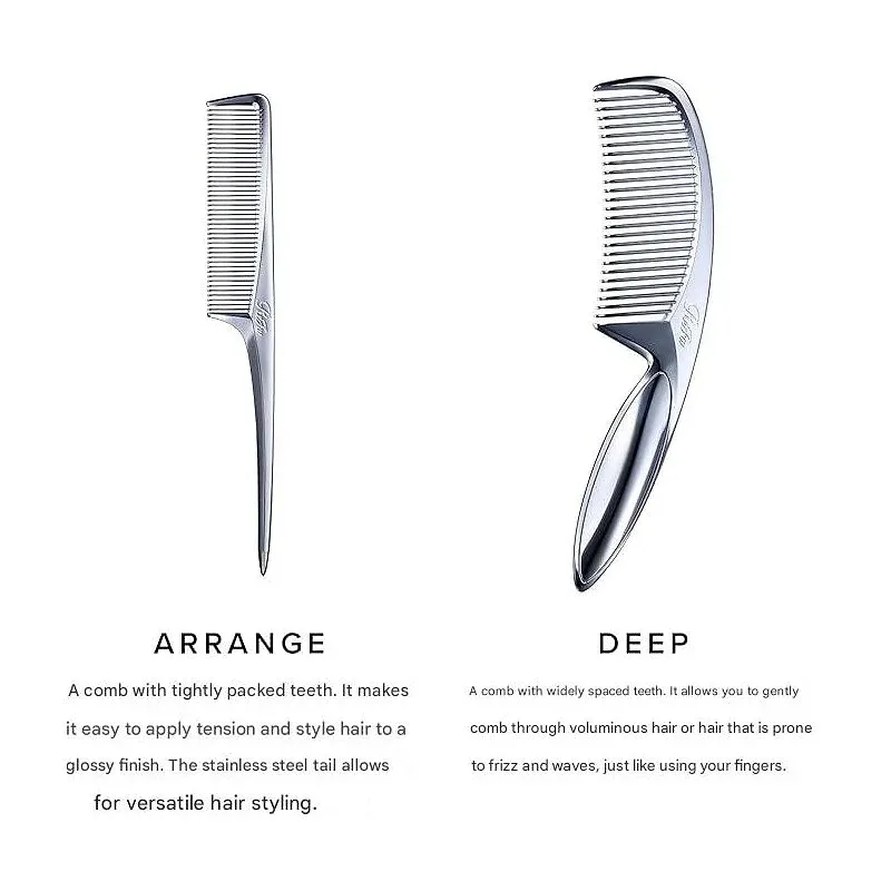 ReFa MARQUISE Deep Comb – Wide-Tooth Chrome Hair Comb for Gentle Styling