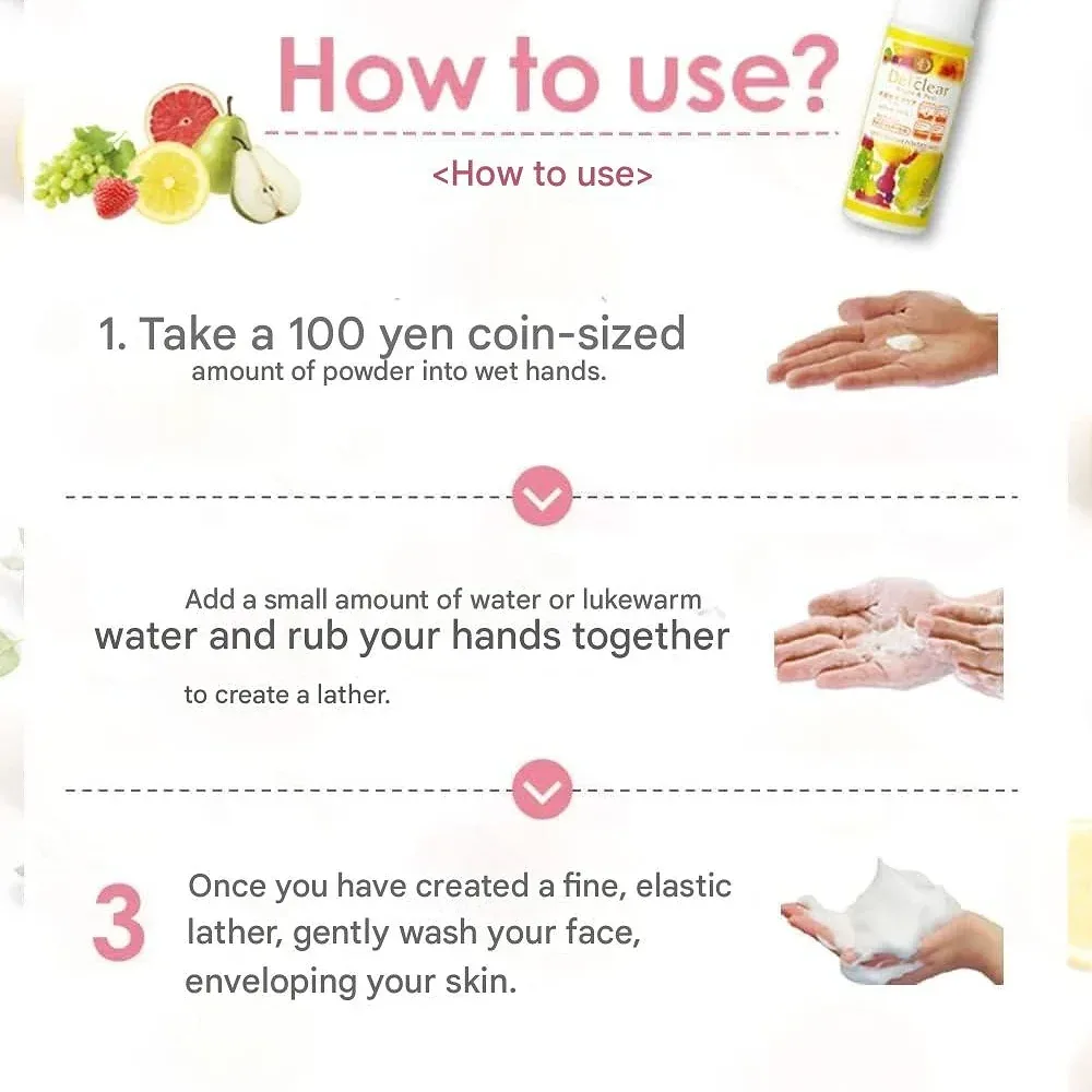 DET Clear Meishoku Cosmetics Bright & Peel Fruit Enzyme Powder Wash 75g