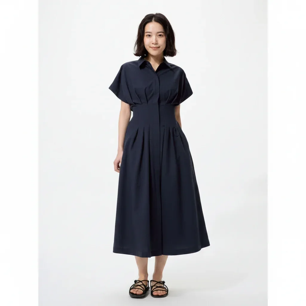 UniQlo Seersucker Shirt Dress – Shorter Length 487721 Japan best brand