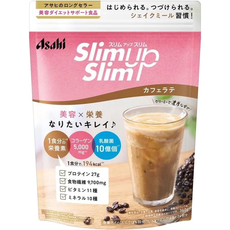 Food Supplement Soy Protein, Coffee Latte Flavor, Slim Up Slim by Asahi, 360 g
