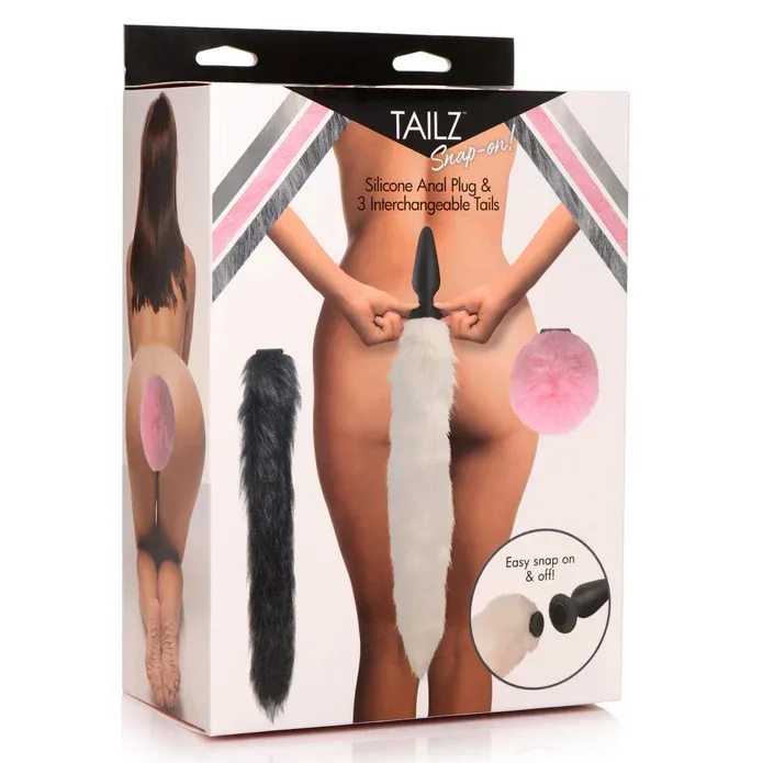 Snap-On Silicone Anal Plug & 3 Interchangeable Tails