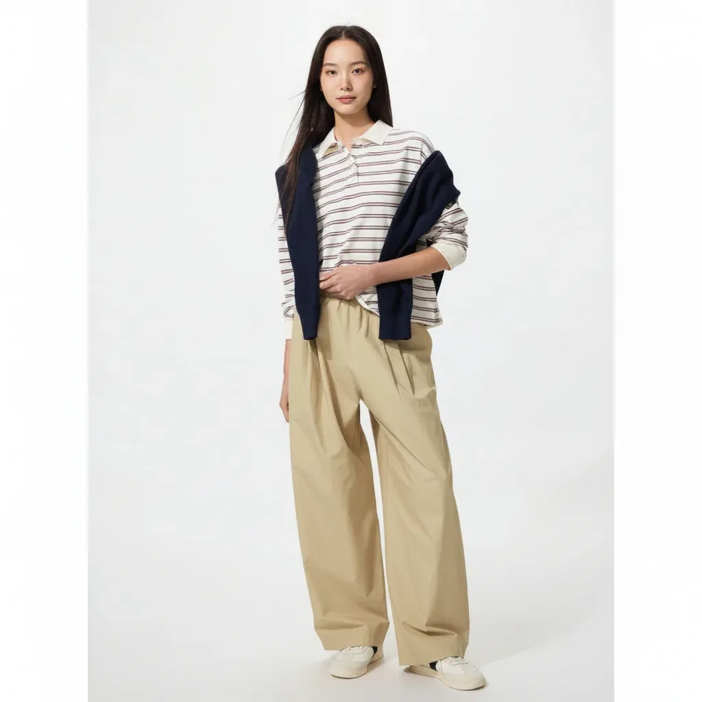 UniQlo Cotton Volume Easy Pants (Longer Length) 489684 Japan best brand