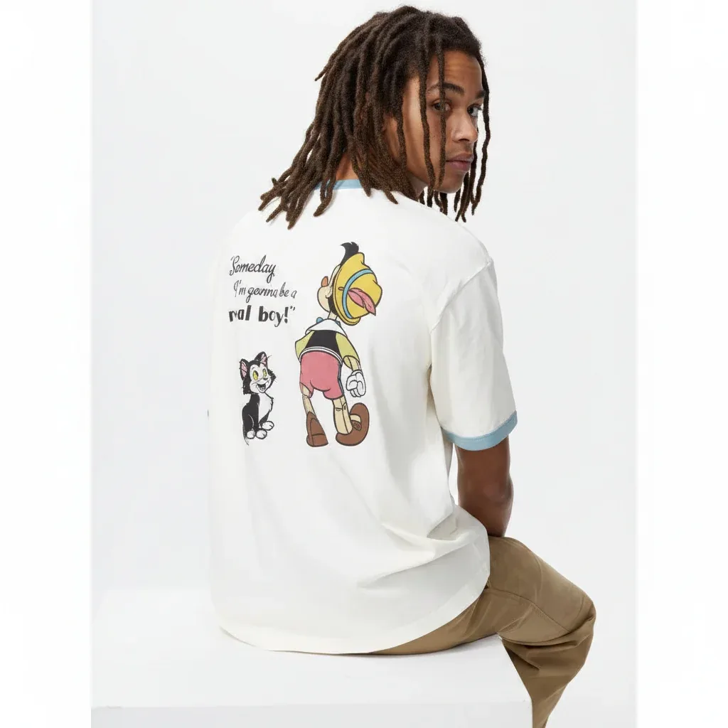UniQlo Magic for All Icons UT Relax Fit Ringer T-Shirt – Pinocchio & Figaro 485482 Japan best brand