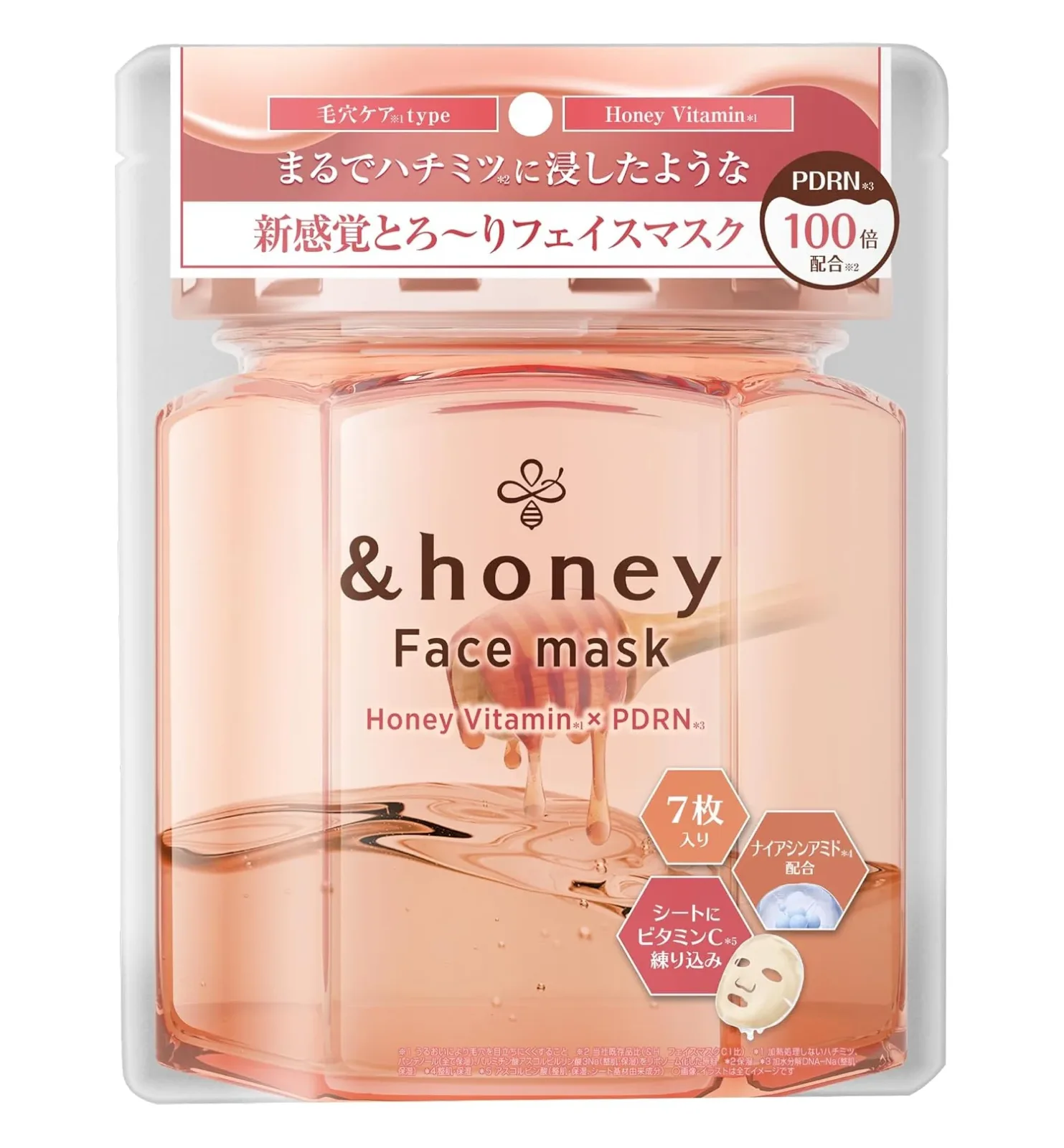 &honey Vita Moist Face Mask PD – Honey Vitamin & Niacinamide 7 Sheets / 130ml