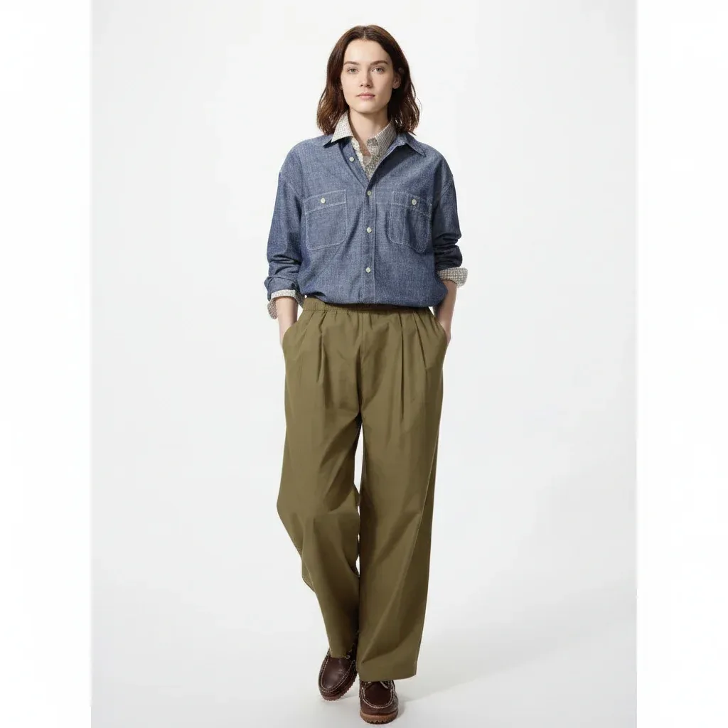 UniQlo Cotton Volume Easy Pants (Longer Length) 489684 Japan best brand