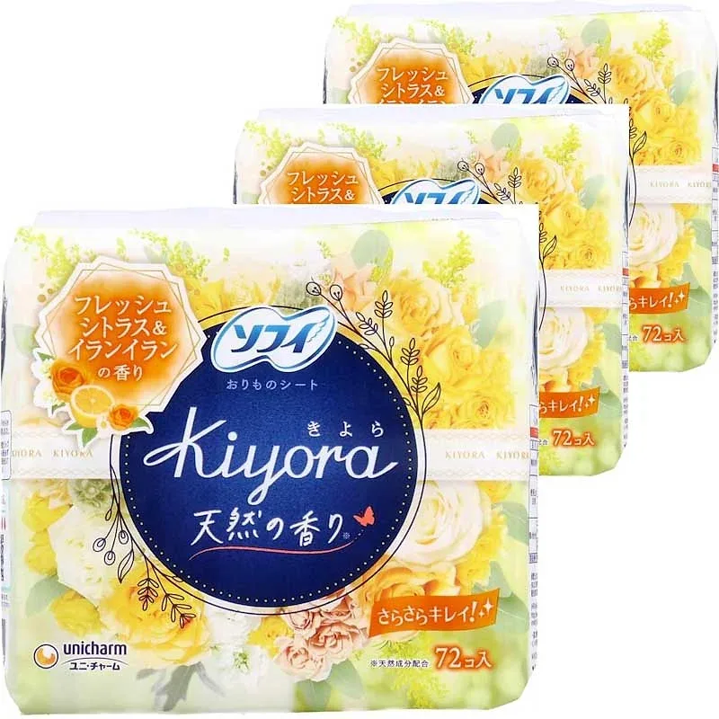 Sofy Kiyora Panty Liners, Ylang-Ylang & Citrus Scent – 72 Sheets × 3 Packs