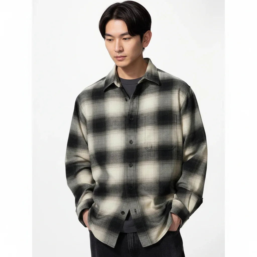UniQlo Flannel Shirt / Ombre Check 486601 Japan best brand