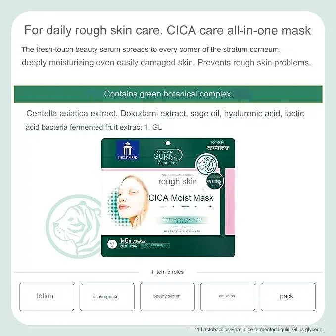 Kose Clear Turn CICA Moist Mask 40 sheets