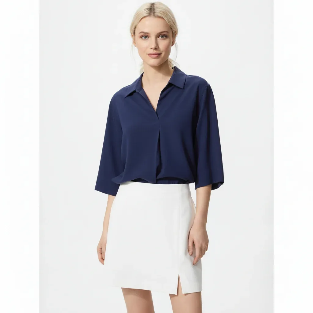 UniQlo Rayon Skipper Blouse (3/4 Sleeves) 482824 Japan best brand