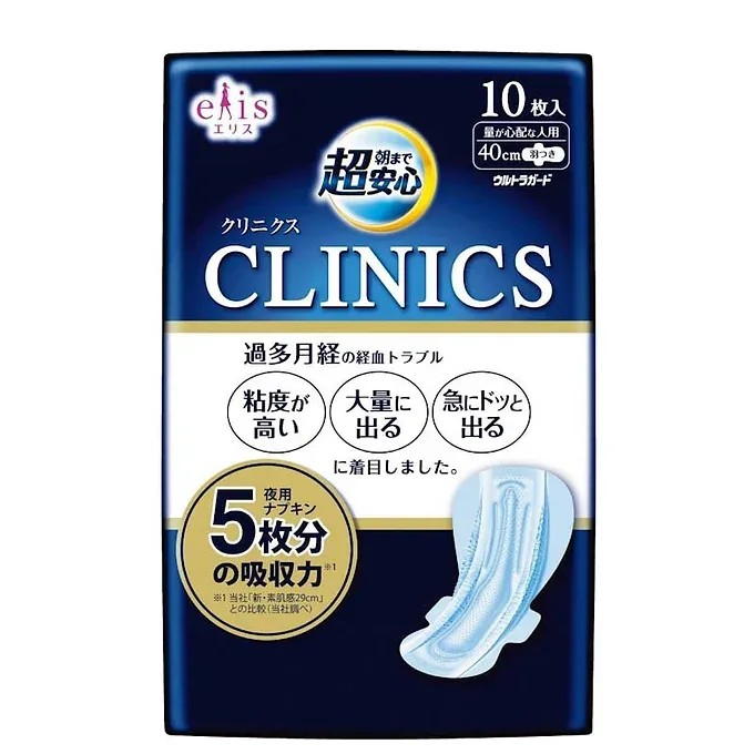 Ellis Clinics Ultra Absorbent Night Pads with Wings – 40 cm (10 Pads)