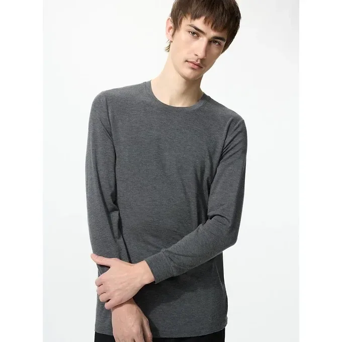 UniQlo HEATTECH Crew Neck T-Shirt (9/10 Sleeves) 479432 Japan best brand