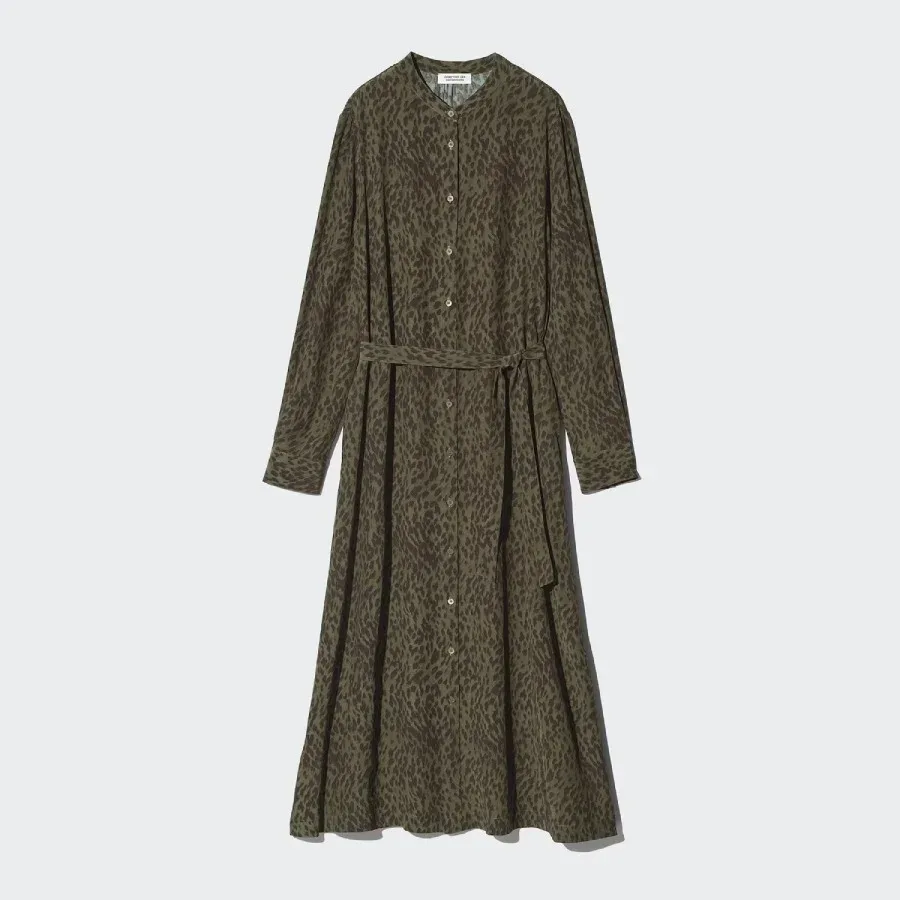 UniQlo Rayon Printed Long Dress (Long Sleeve) 487390 Japan best brand