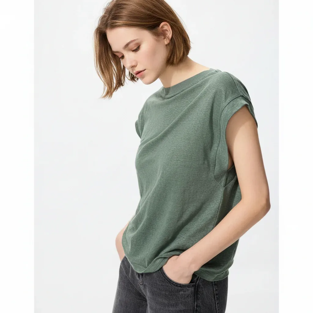 UniQlo Linen French Sleeve Relaxed Fit T-Shirt 477967 Japan best brand