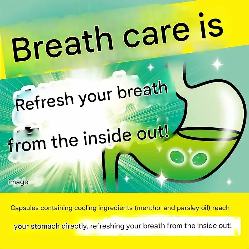 Breath Care Refreshing Capsules Drink with Water, Lemon, 100 Tablets x 2Paks