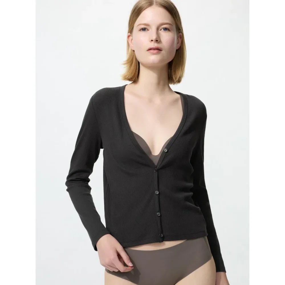 UniQlo Ribbed V-Neck Cardigan 488014 Japan best brand