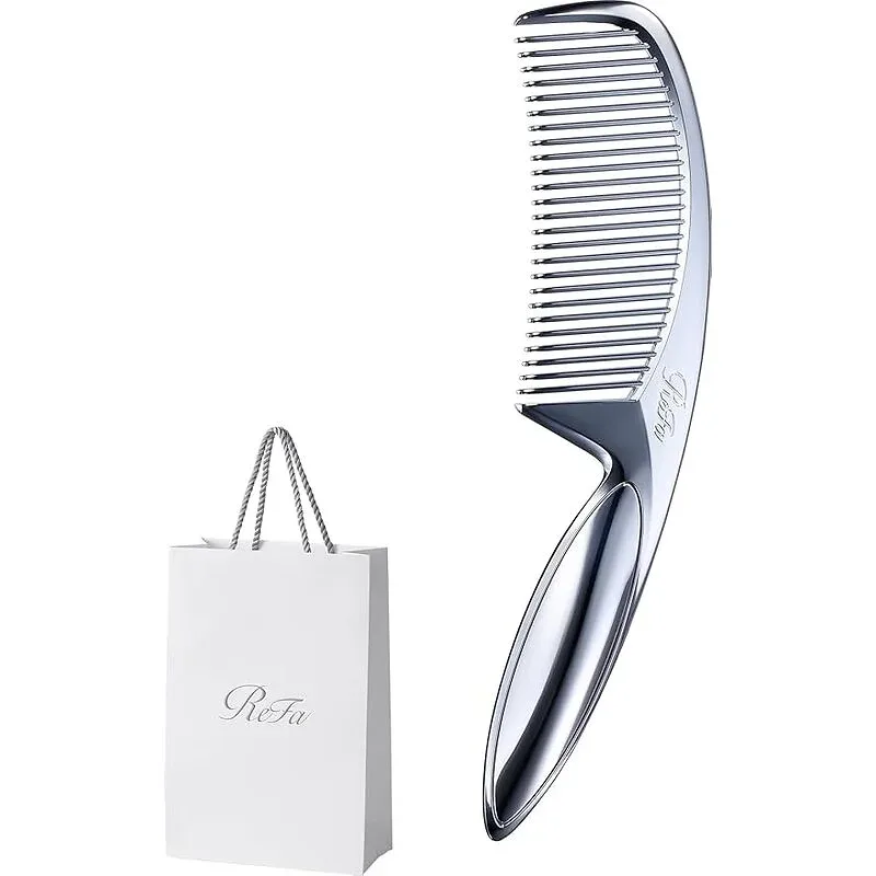 ReFa MARQUISE Deep Comb – Wide-Tooth Chrome Hair Comb for Gentle Styling