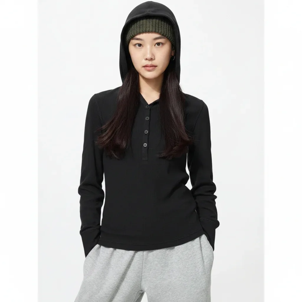 UniQlo Hooded Rib T-Shirt 488298 Japan best brand