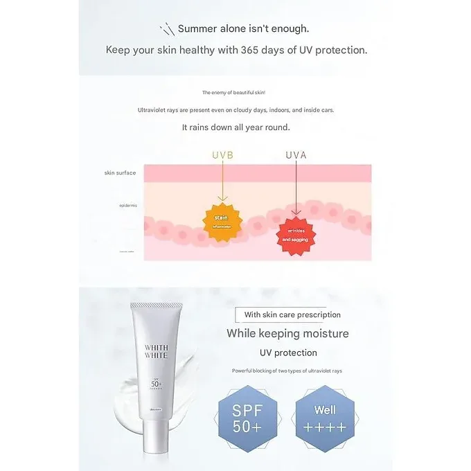 WHITH WHITE Sunscreen SPF50+ PA++++, 50 g