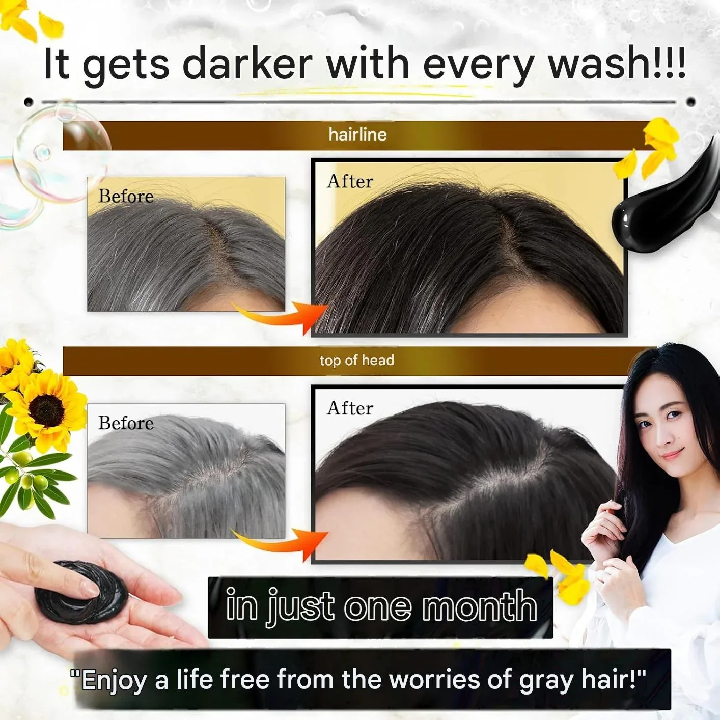 KUROKAMINA Cream Shampoo – Color Shampoo for Gray Hair Care (300g)