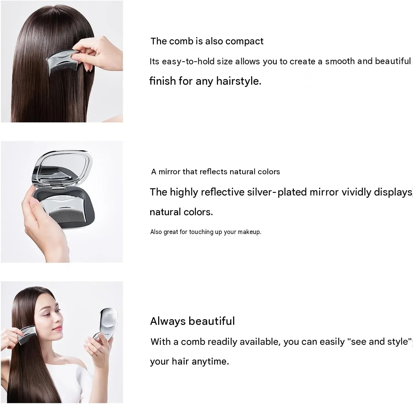 ReFa Marquise Compact Hair Comb & Mirror