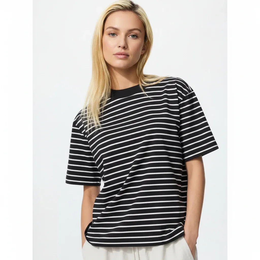 UniQlo AIRism Cotton T-Shirt / Border 483537 Japan best brand