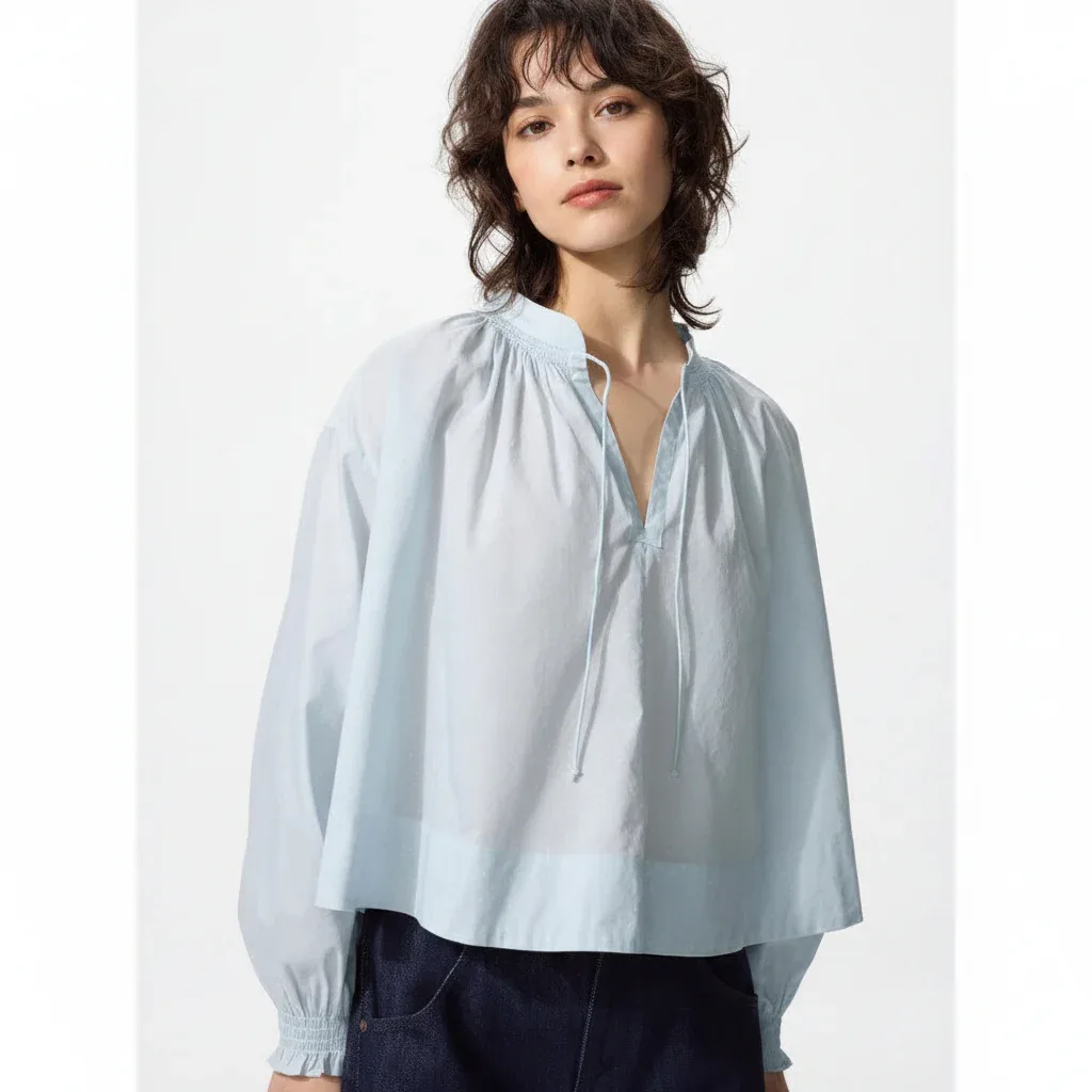 UniQlo Cotton Volume Print Blouse 486309 japan best brand
