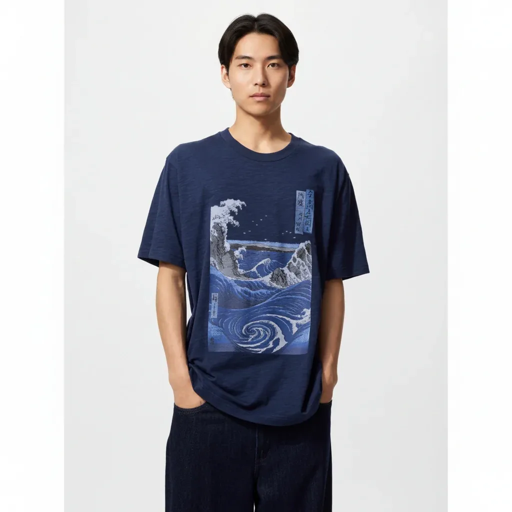 UniQlo Ukiyo-e Blue UT 485073 Japan best brand