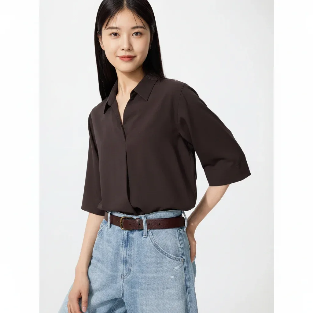 UniQlo Rayon Skipper Blouse (3/4 Sleeves) 482824 Japan best brand