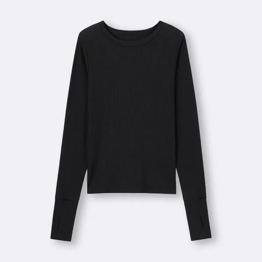 GU Warm Rib Crew Neck T-Shirt (Extra Long Sleeve) 358044 Japan best brand