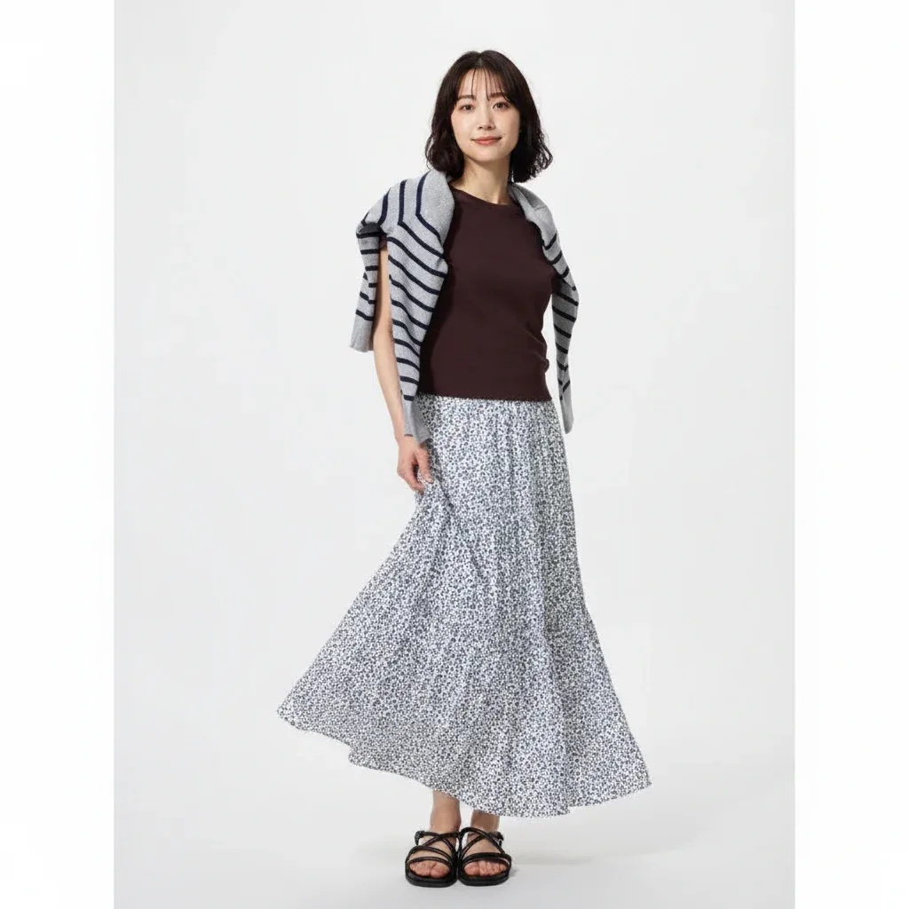 UniQlo Tiered Maxi Skirt (Shorter Length) 484822 Japan Best Brand