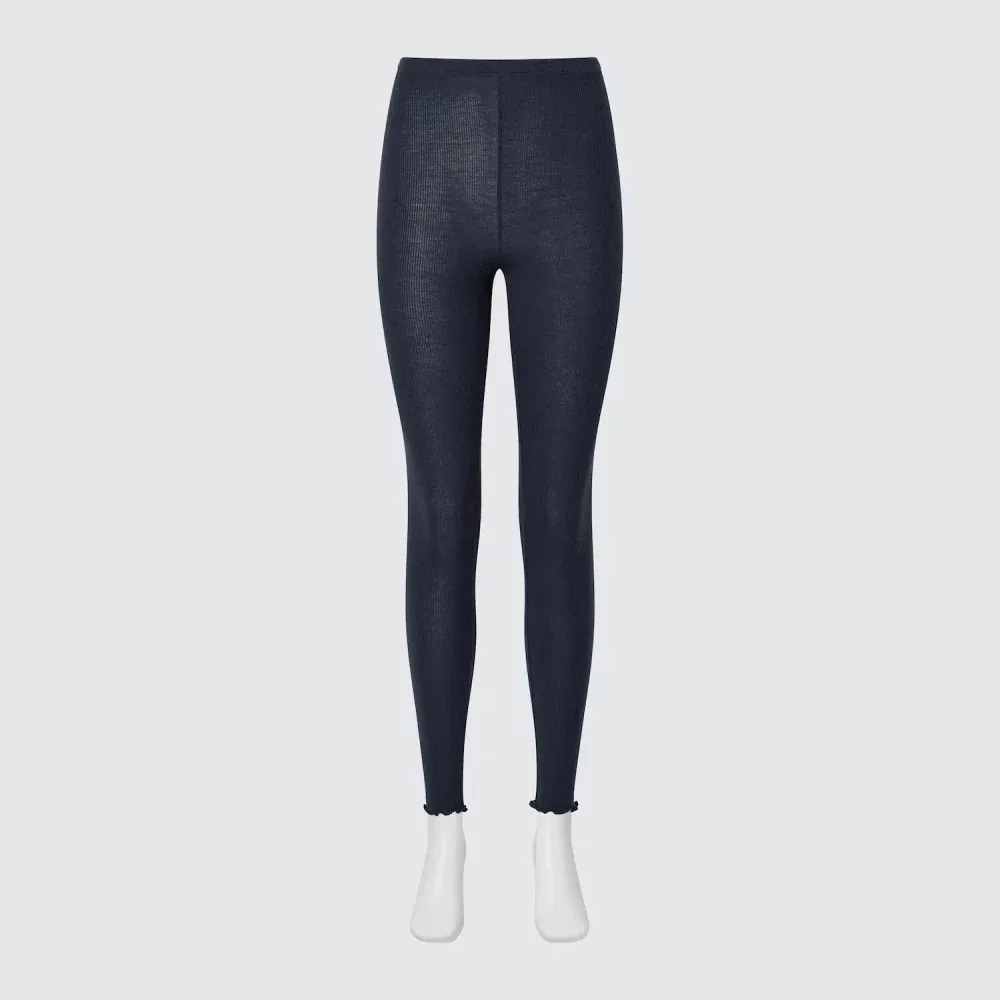 UniQlo HEATTECH Extra Warm Cashmere Blend Ribbed Leggings 483110 Japan best brand