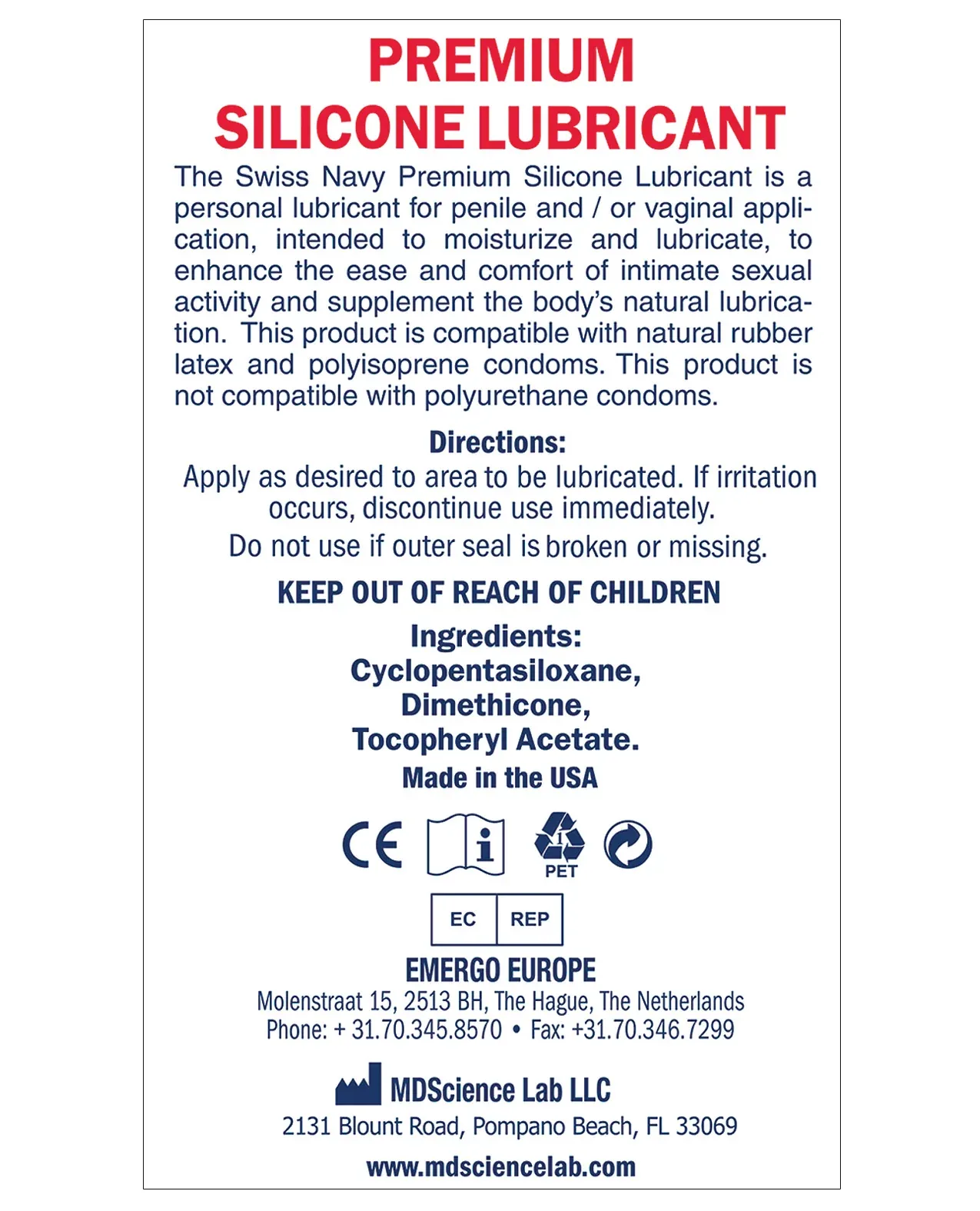 Swiss Navy Silicone Lube - 8 oz