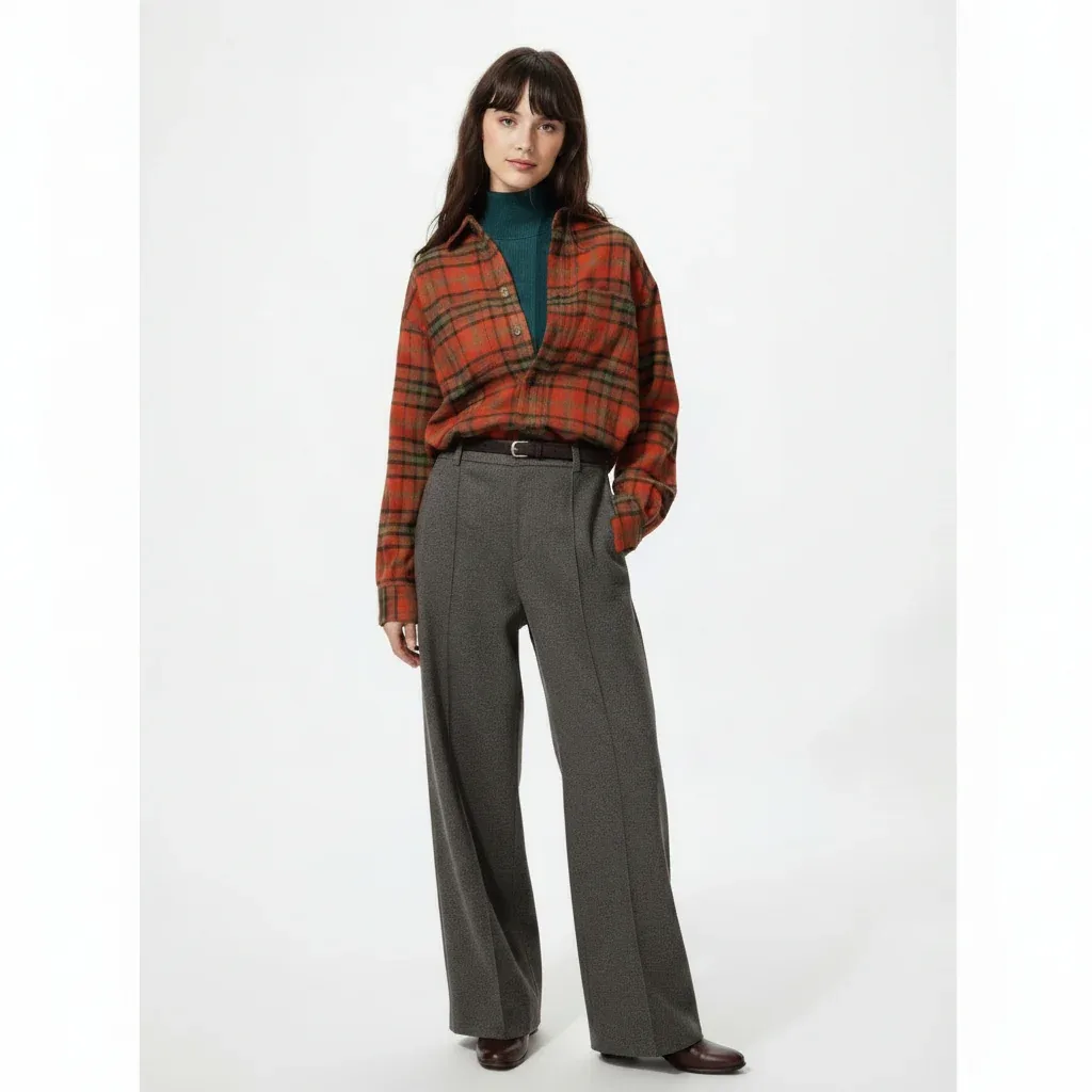 UniQlo Brushed Jersey Wide Pants / Herringbone 489395 Japan best brand