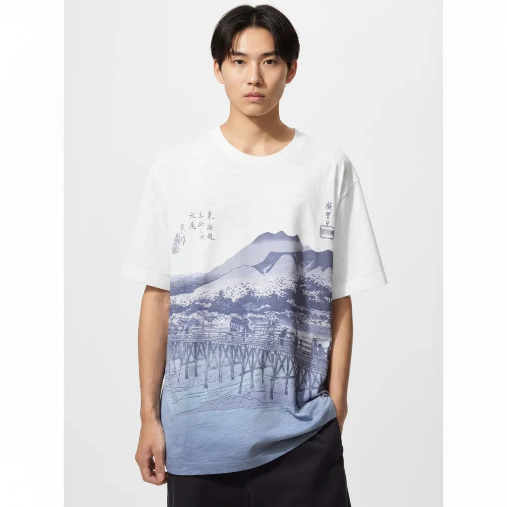 UniQlo Ukiyo-e Blue UT 485077 Japan best brand
