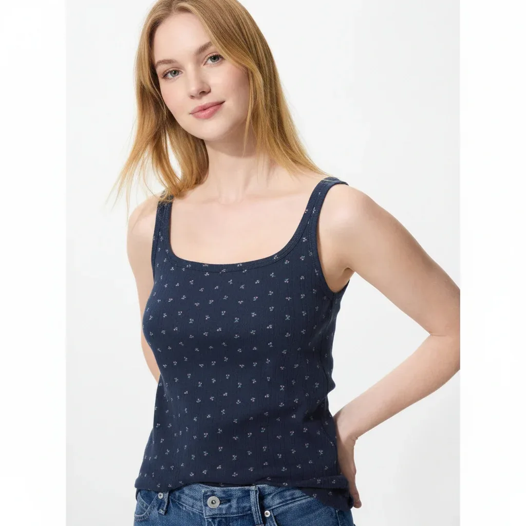 UniQlo Pointelle Tank Top Cherry Print 484228 japan best brand