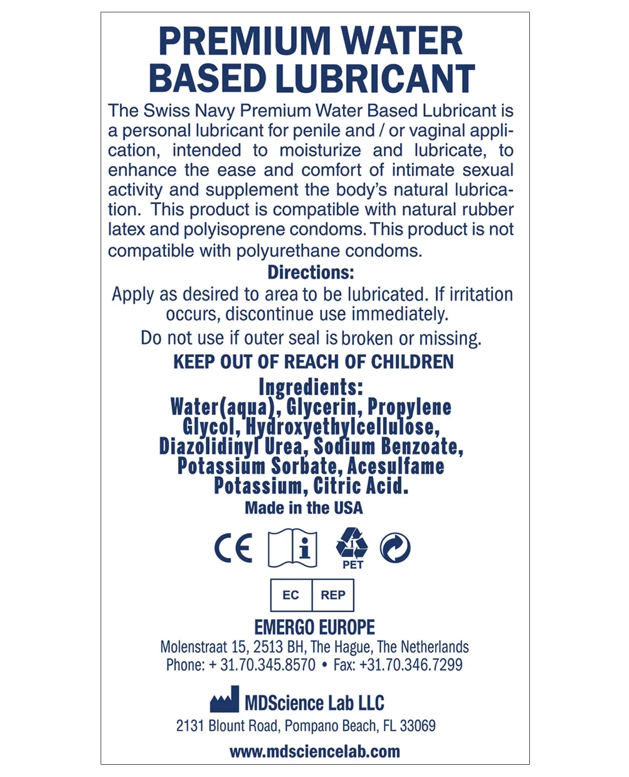 Swiss Navy Water Based Lube - 2 oz