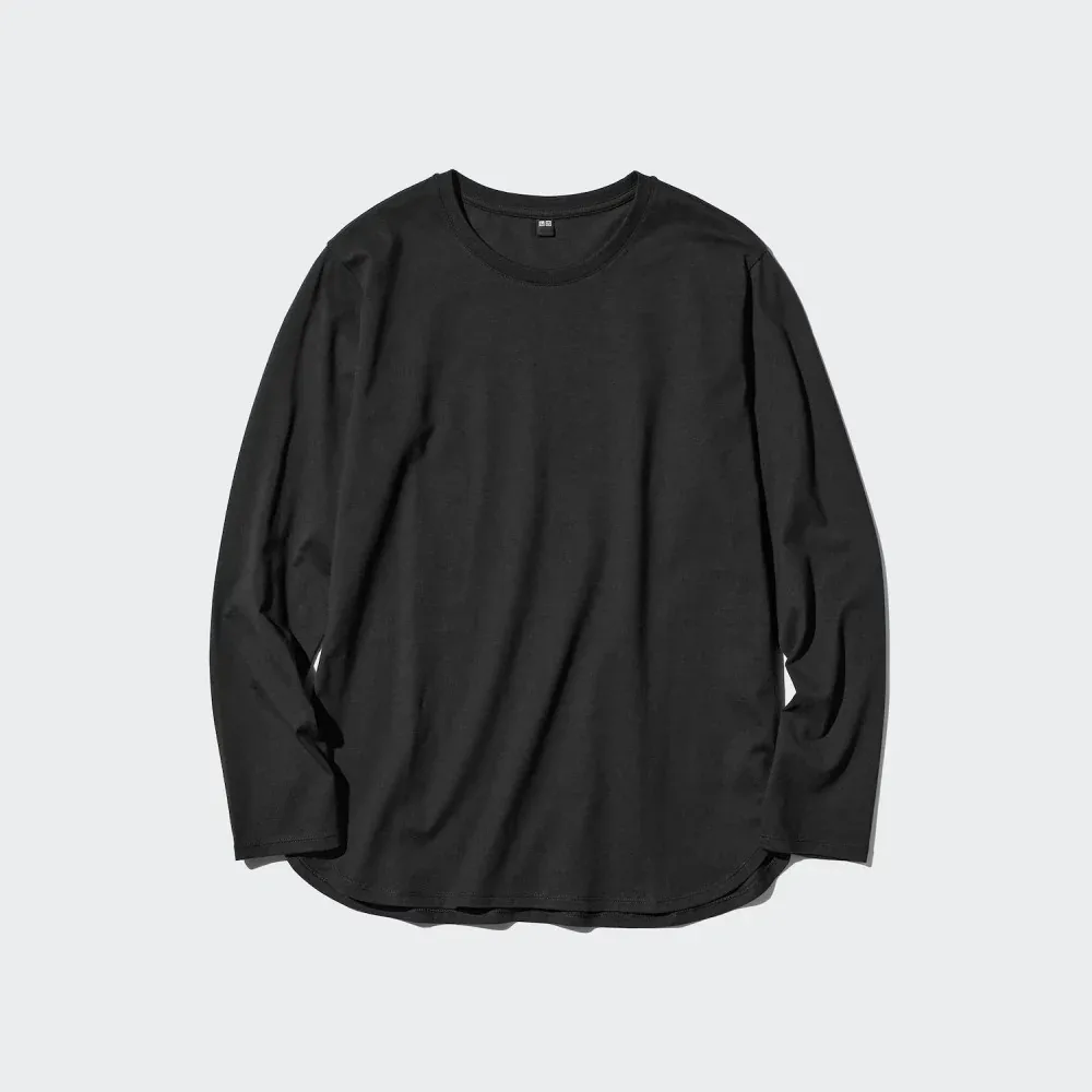 UniQlo Soft Cotton Round Hem Long Sleeve T-Shirt 481484 Japan best brand