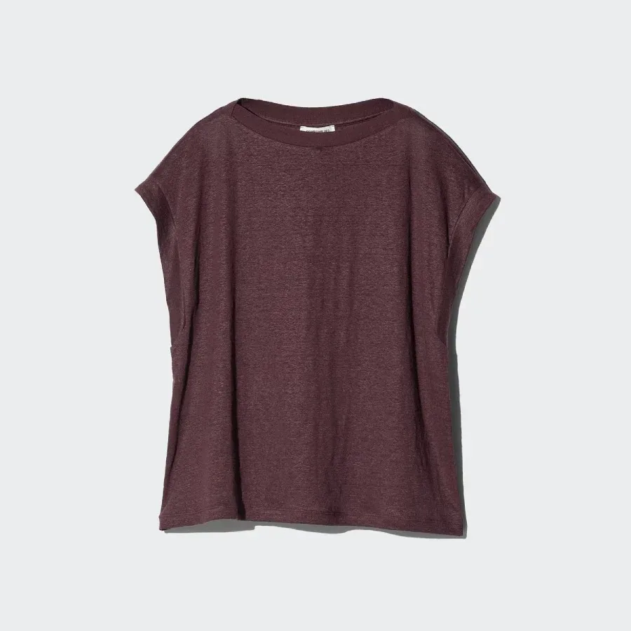 UniQlo Linen French Sleeve Relaxed Fit T-Shirt 477967 Japan best brand