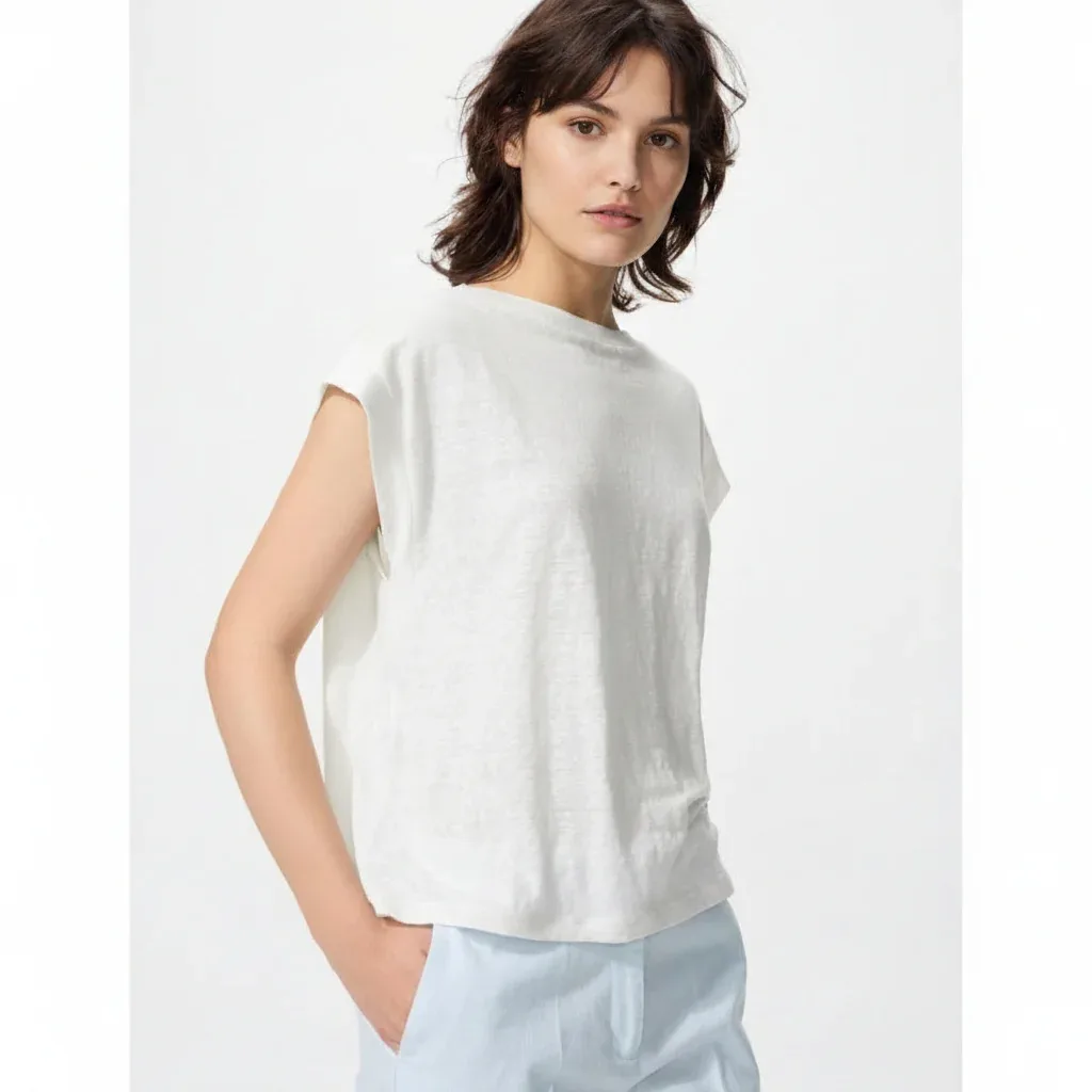 UniQlo Linen French Sleeve Relaxed Fit T-Shirt 477967 Japan best brand