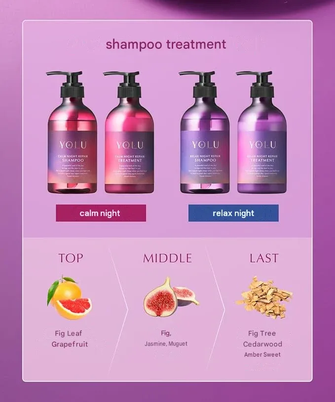 YOLU Relax Night Repair Shampoo & Treatment – Fig Fragrance (Choose Your Option) (400ml each)