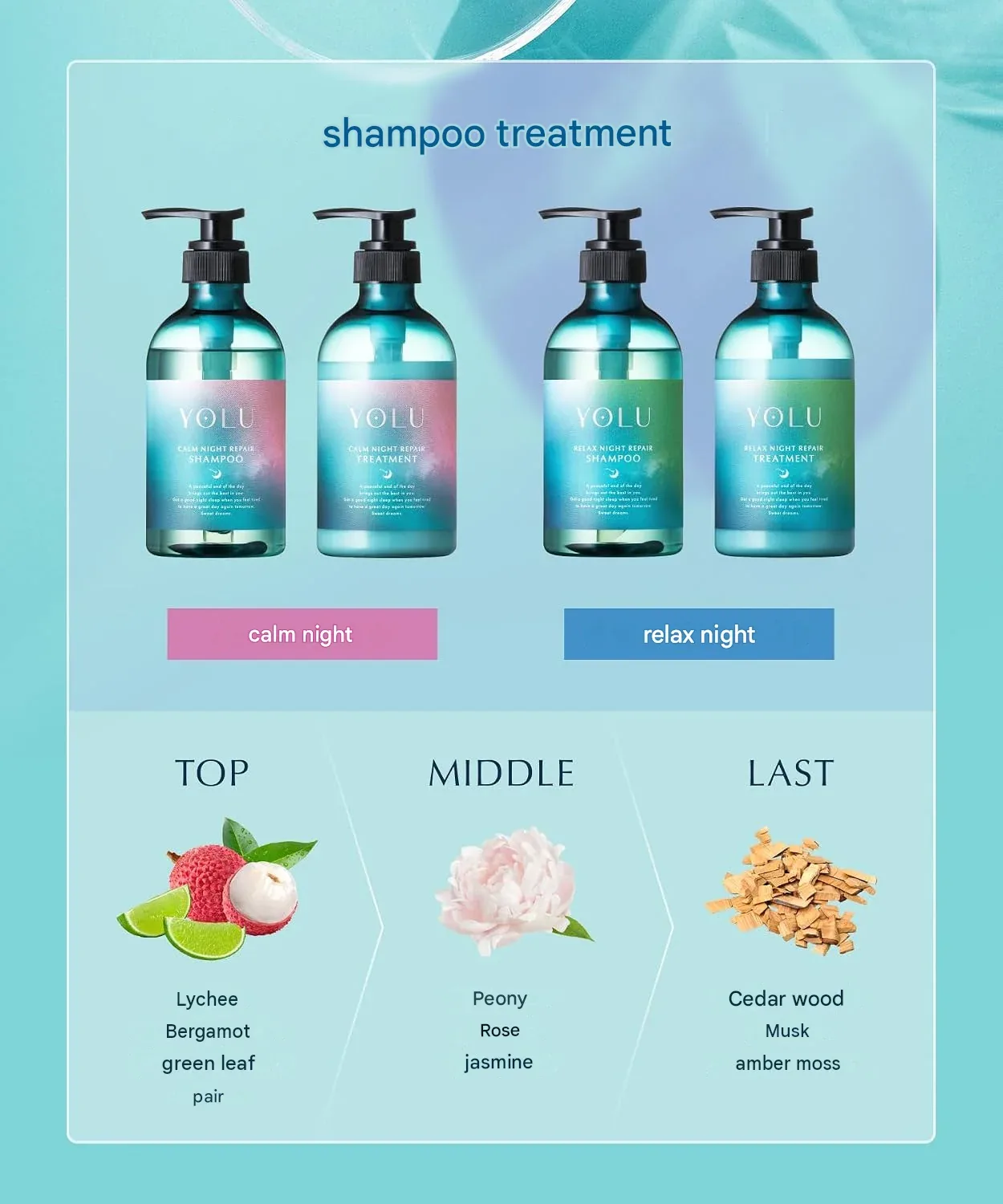 YOLU Summer Limited Calm Night Repair Shampoo & Treatment (Choose Your Option) (400ml each)