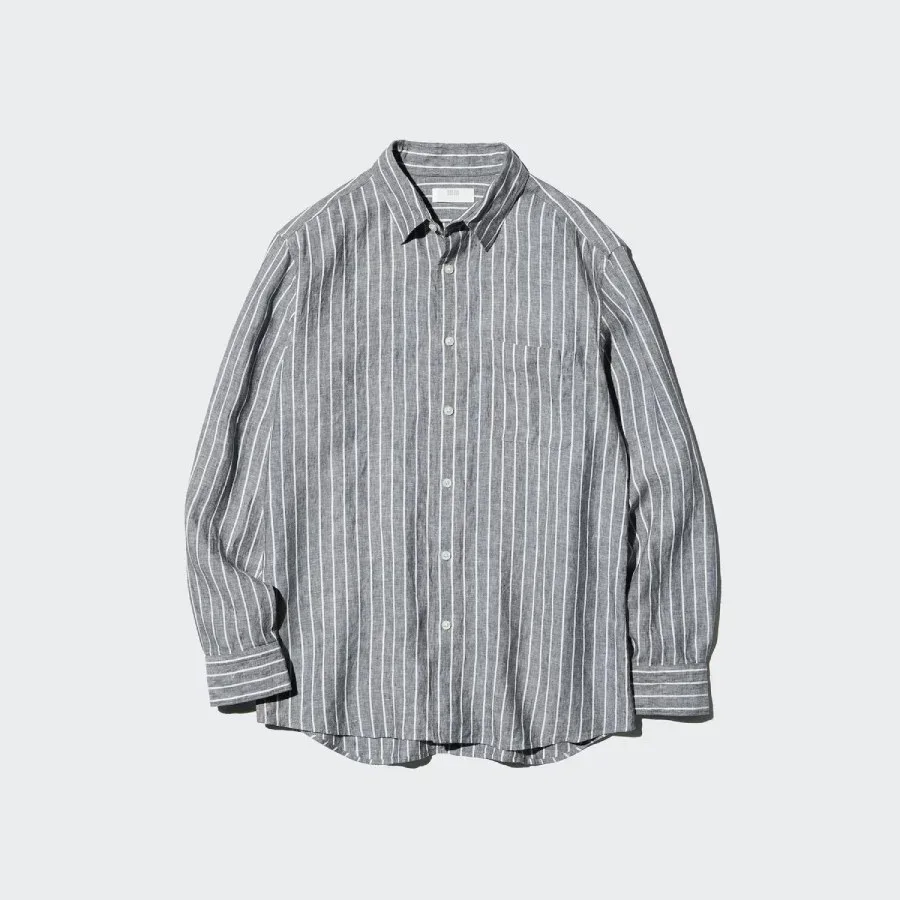 UniQlo Premium Linen Shirt / Stripe 485689 Japan best brand