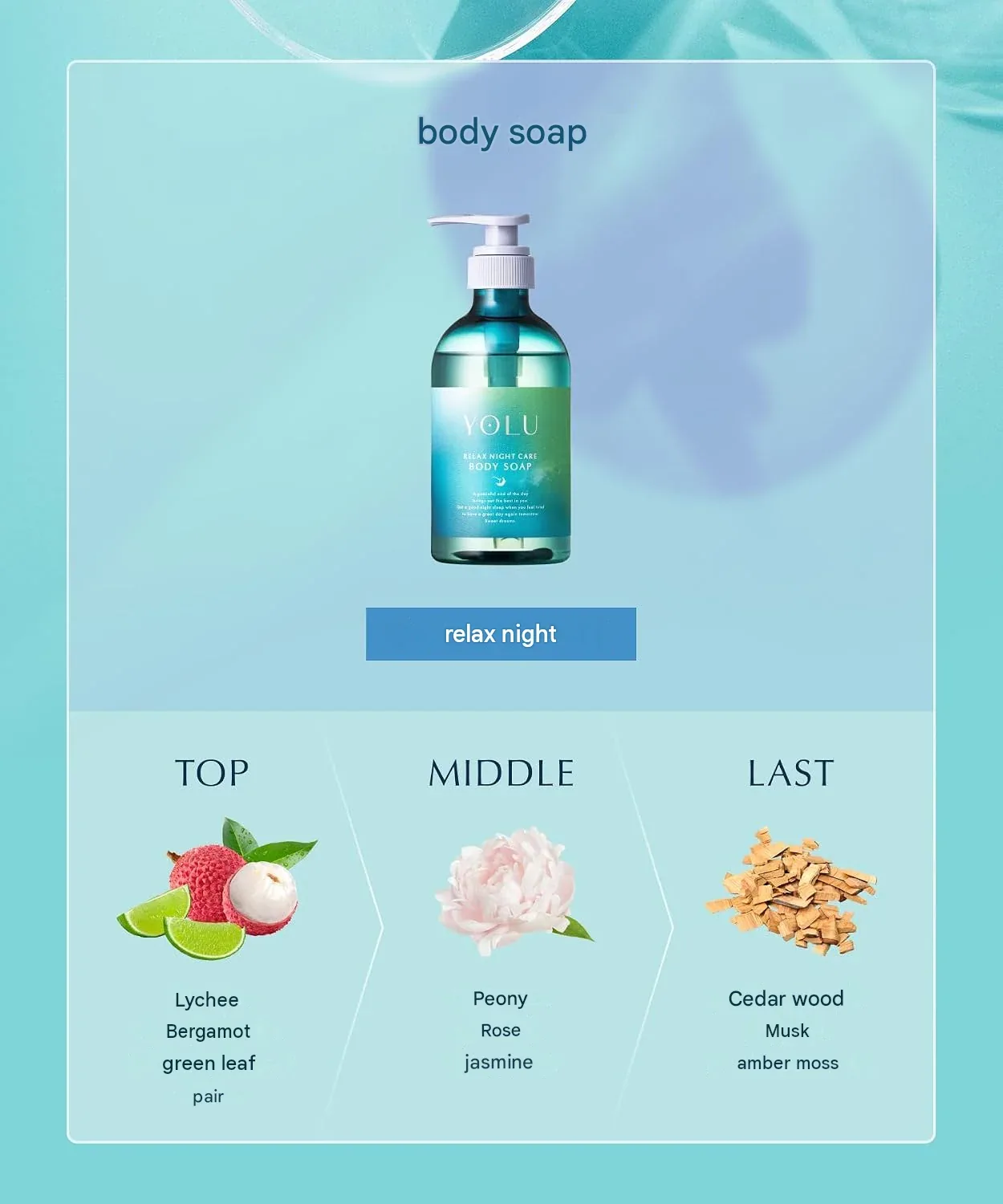 YOLU Relax Night Care Body Soap – Mint & Lychee Sorbet Scent 525 g